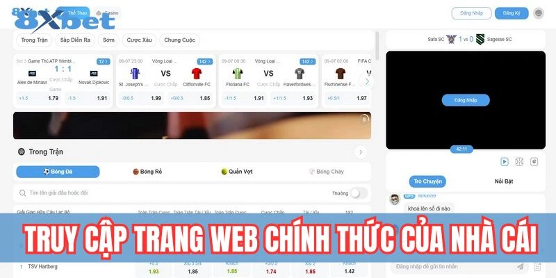 Đăng Nhập 8xbet - 03 Bước Thao Tác Đơn Giản Nhanh Chóng 3 Truy cập trang web chính thức của nhà cái 8xbet